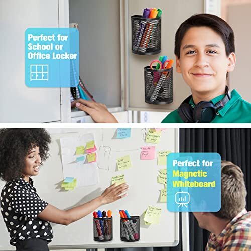 Magnetischer Stifthalter, 2er Pack Spind Organizer Mesh Bleistifthalter für Halbkreis - Bild 5 von 7