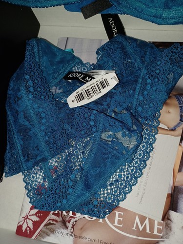 Adore Me Women's Teal Push Up Bra Set 32B, Thong Sz S, Style# 1261 Luiza, 2017 - Picture 7 of 12