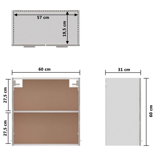 Hanging Cabinet Wall Mount Modern Cupboard With 2 Shelves Storage Organizer - Picture 9 of 9