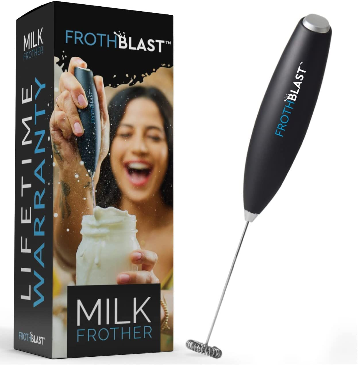 Milk Frother Handheld for Coffee (Foam Maker) Electric Whisk Drink Mixer for Lat-image