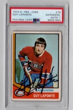 1974 O-Pee-Chee #70 Guy Lapointe PSA/DNA AUTO 7