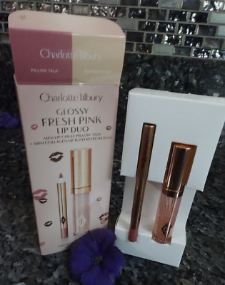 Charlotte Tilbury glossy fresh pink lip duo mini lip cheat pillow talk new in bo