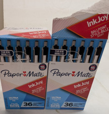 2 Boxes 36ct Paper Mate InkJoy Ballpoint Pens Black Ink 1.0mm 72pcs 1951378
