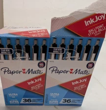 2 Boxes 36ct Paper Mate InkJoy Ballpoint Pens Black Ink 1.0mm 72pcs 1951378