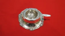 Vintage 900 Silver Heavy Camusso Peru Tea Strainer with Holder 156 grams
