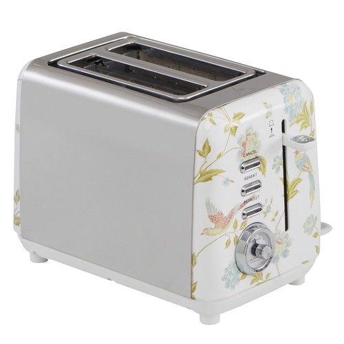 Laura Ashley Designer 2 Slice Toaster Elveden White Silver VQ & Bread Crumb Tray - Picture 2 of 4