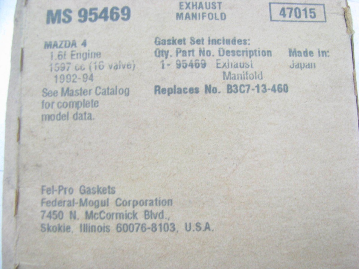 Fel-Pro MS95469 Exhaust Manifold Gasket For 92-93 Mazda MX-3, 95