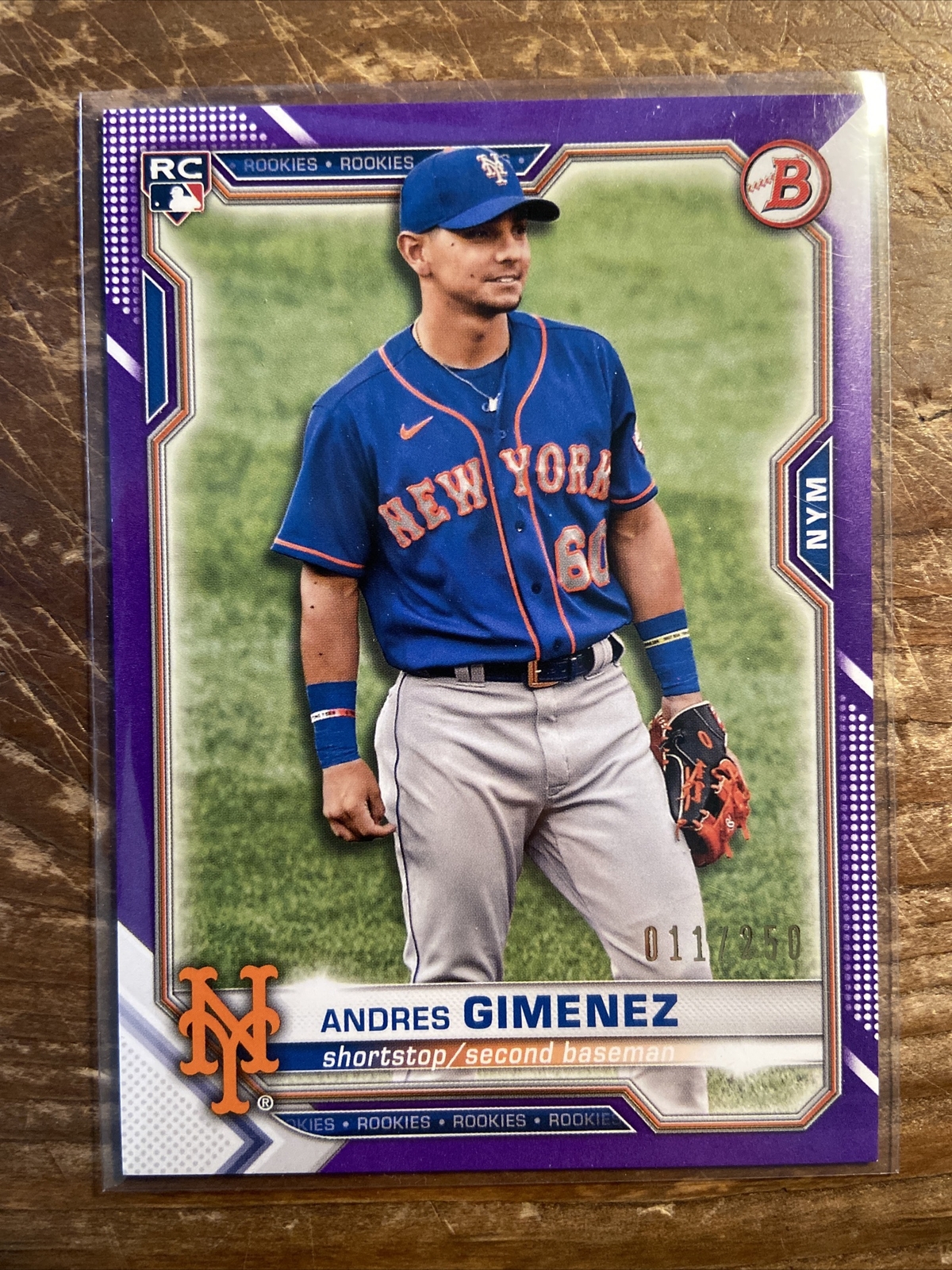 2021 Bowman Andres Gimenez /250 PURPLE ROOKIE NEW YORK METS 