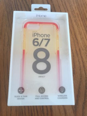 iHome iPhone 6/7/8 Impact Phone Case Clear with Red Bumpers Ships N 24h