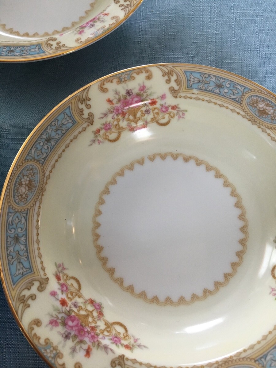 Vintage NORITAKE China Made in Japan FRUIT BOWL Flowers Blue/Gold