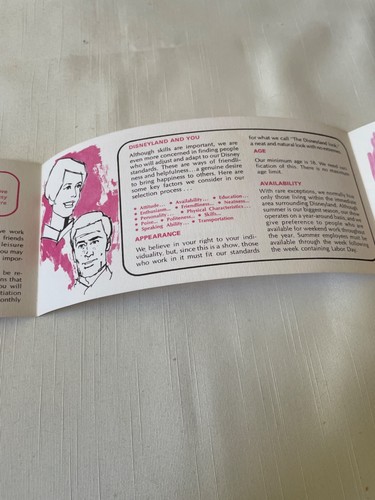 Disneyland 1970 de colección casting para un programa de rol empleo dpt. Folleto - Imagen 5 de 9