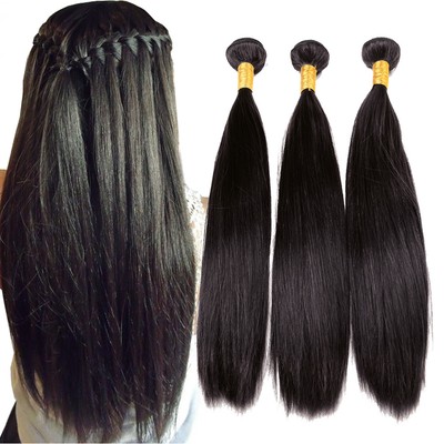 10a Straight 3 Bundle Deal Raw Virgin Human Hair Weft Weave