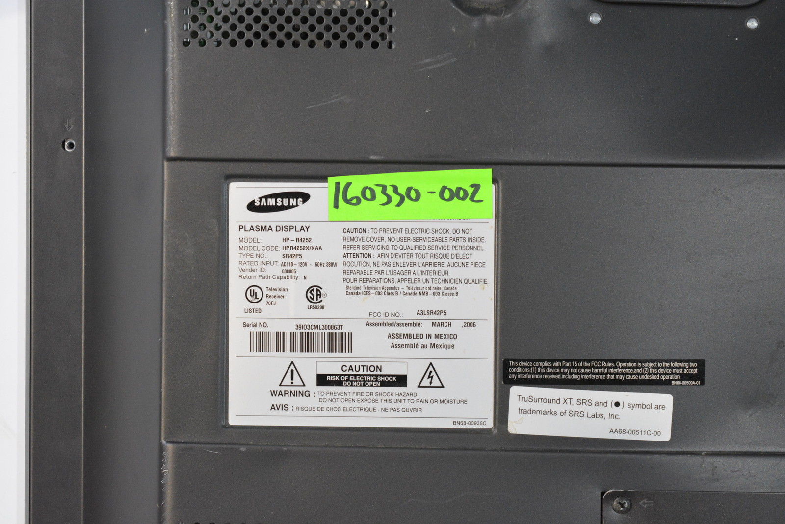 Samsung HP-R4252 X-MAIN LJ41-02758A | eBay