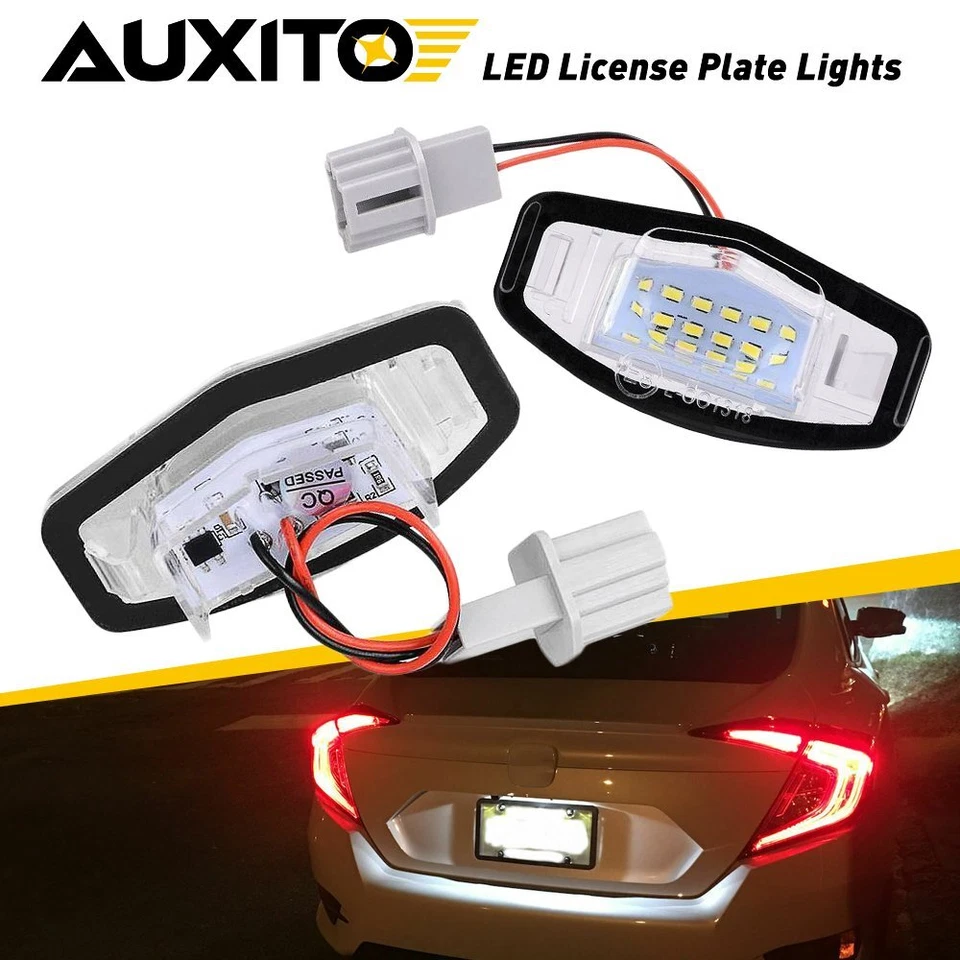 White LED License Plate Light Direct For Acura TL TSX MDX Honda Civic Accord - Imagem 2 de 4