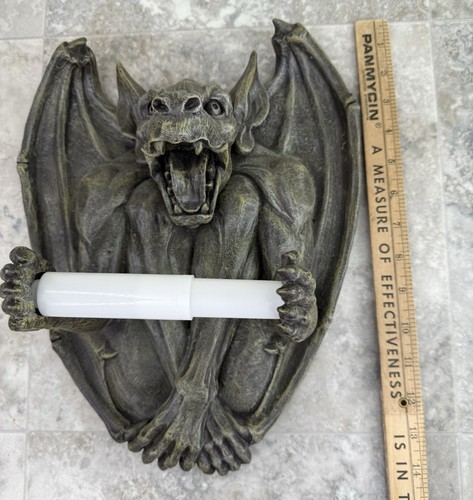 Gargoyle Toilet Paper Holder Gothic Vampire Wall Mount Dispenser Bathroom Decor - Picture 5 of 15