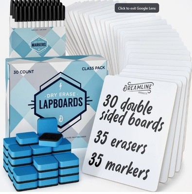 Dreamline Dry Erase Lapboards | 30 Pack | 9 x 12 inch Double Sided White Board