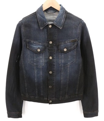 Nudie Jeans Perry Herrenjacke S Organischer Denim Schwarz Blau Mit Spreizknöpfen