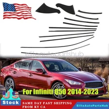 For Infiniti Q50 2014-23 Gloss Black steel Car Window Strip Cover Trim Kit 12x