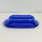 VINTAGE Cobalt Blue Glass Butter Dish w/Lid Anchor Hocking Made in USA NICE!