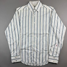 Robert Graham Mens Medium Classic Fit Shirt White Stripe Jacquard Floral