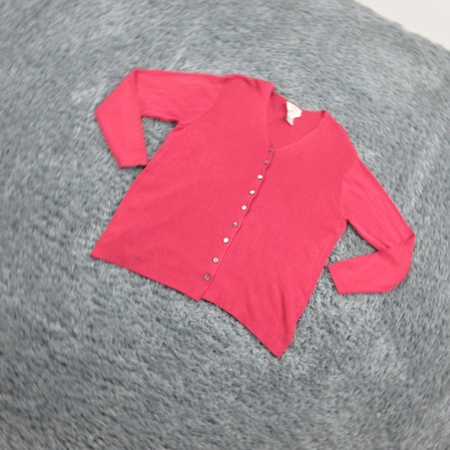 Talbots Sweater Womens Medium Pink Pure Silk Cardigan Button Front Lightweight - Picture 2 of 16