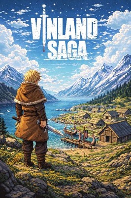 Vinland Saga Pixel Art Poster Thorfinn Viking Wall Art Anime Manga Print Decor