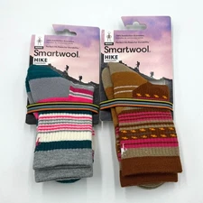 2 Pack Women's Hike Merino Wool Crew Socks Athletic Size Med 2 Colors Smartwool