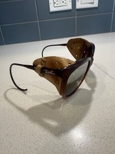Vintage Ray-Ban Clubmaster Glacier Sunglasses w/ Leather Side Shields