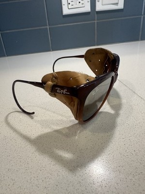 Vintage  Ray-Ban Clubmaster Glacier Sunglasses w/ Leather Side Shields 