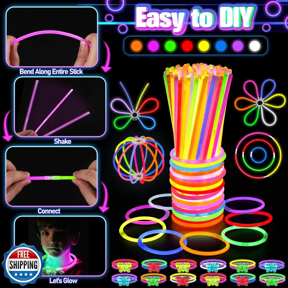 150 PIEZAS Suministros de Fiesta Brillan en la Oscuridad para Niños Adultos, Iluminan Favores de Fiesta Foto 3 de 4