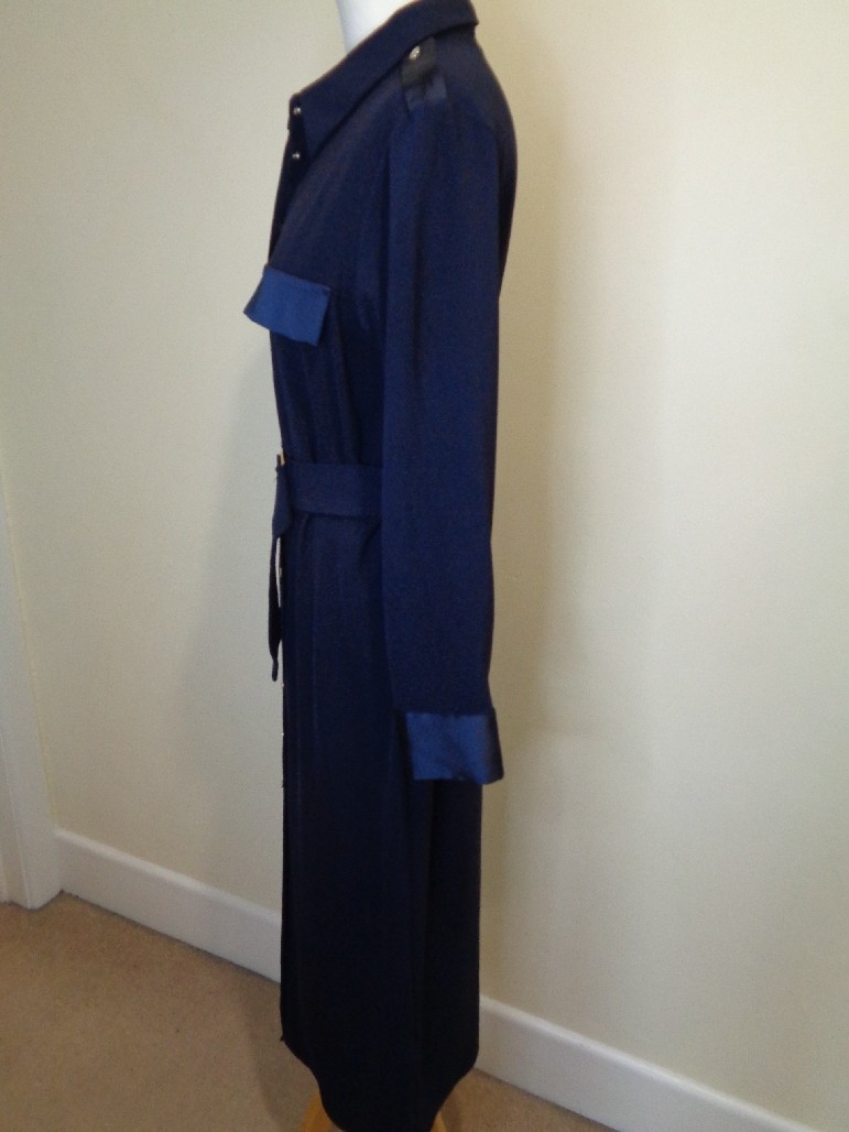 ZARA NAVY BLUE BELTED MIDI SHIRT DRESS WITH GOLD BUTTON DETAIL - SIZE SMALL image 7
