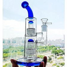 heady recycler two matrix bong Beaker 10" Glass Water Pipe rig Hookah 14mm bowl