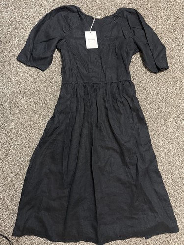 The Linen Oversized Puff-Sleeve Dress by Everlane size medium