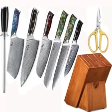 9x TURWHO Kitchen Knife Set Japan VG10 Damascus Steel Cleaver Santoku Chef Knife