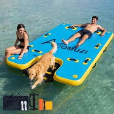 Inflatable Water Platform with Dog Ramp 6in Thick Drop Stitch