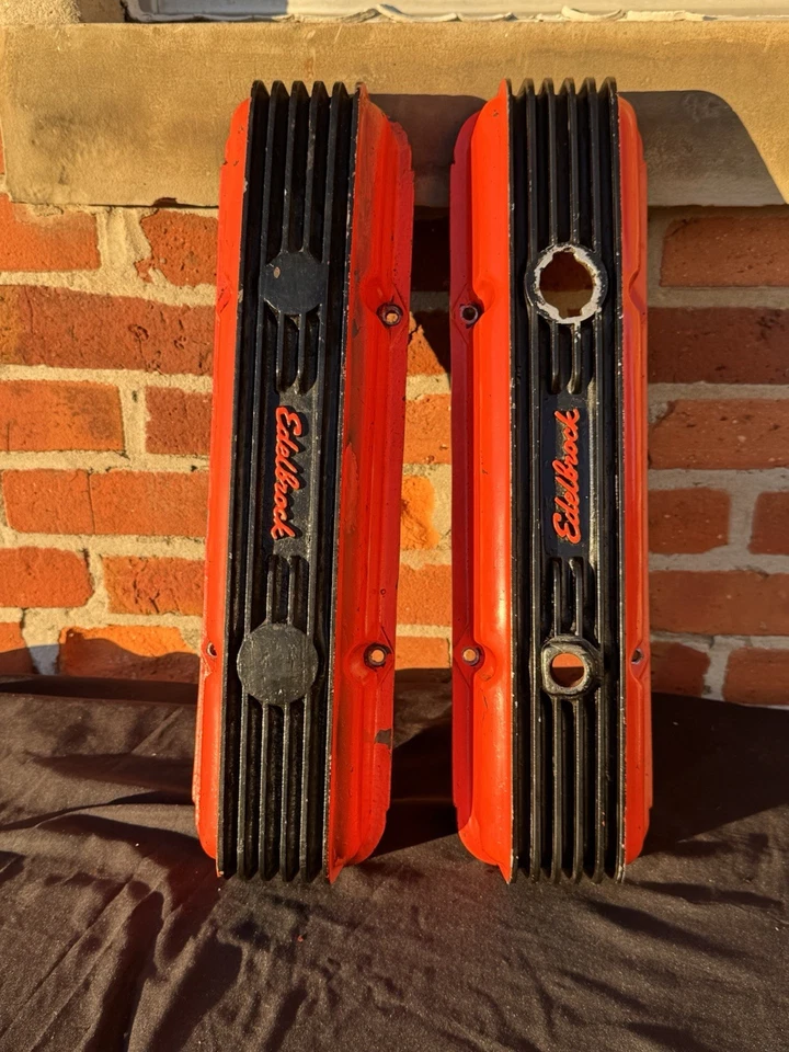 Vintage Edelbrock Aluminum Small Block Chevy Valve Covers - Image 3 of 4