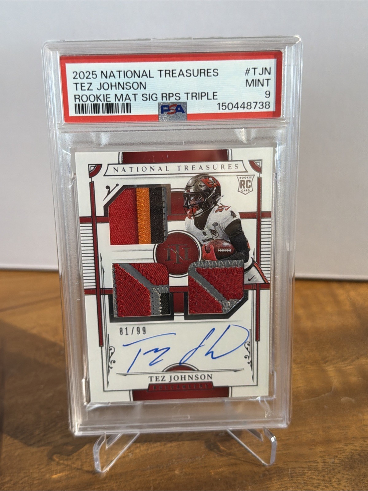Tez Johnson Panini National Treasures Rookie Material Signatures Rps Triple #TJN Jersey Numbers Green