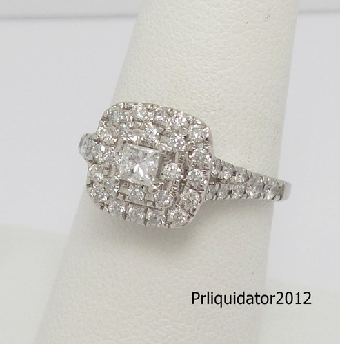 3/4CT Natural Diamond Halo Engagement Wedding Ring Bridal 14K White Gold Band