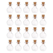 20pcs Mini Glass Bottles with Cork Flat Bottom Ball Shape Wishing Bottle