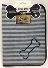 Embroidered Microfiber Pet Mat (Dark/Light Grey) - Dog Bone Print
