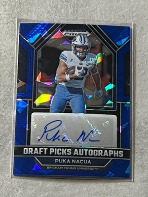 2023 Prizm Draft Picks Puka Nacua Rookie RC Blue Ice Auto /75 #DPA-PNU BYU Rams