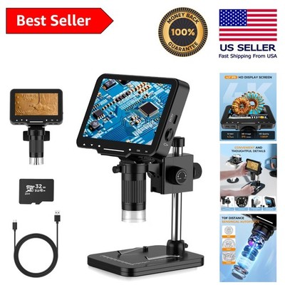 Portable 10MP HD Digital Microscope - 4.3 Inch LCD, 1-1000X Zoom with 32GB Card