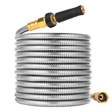 100 FT Garden Hose Expandable - 304 Stainless Steel Water Hose 100 FT - Heavy...