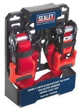 Image of Sealey Slide Ratchet Strap Polyester Webbing with S-Hooks 32mm x 3m 1200kg Break
