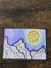 ACEO Original Landscape Mountains Night Sky Contour Lunar Moon Nature Glowing  — photo 1