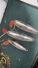 11. Vintage Gator Spoon Lure Lot of 3 Silver Red Tail Fishing Lures Salmon Trout