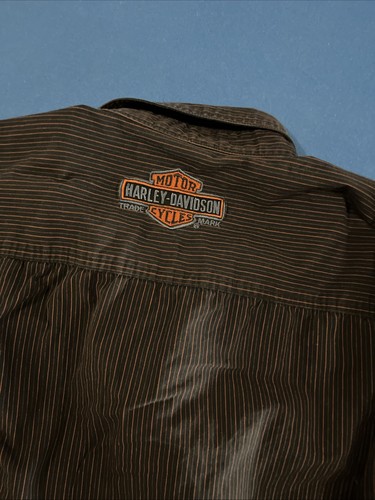 Camisa Harley Davidson Para Hombre Talla XXL Negra/Naranja Rayas Logo Pre-Lujo Motociclista - Imagen 7 de 8