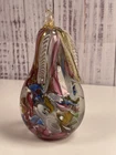 VTG Murano Avem Tutti Frutti Art Glass Confetti Cane Aventurine Pear Paperweight