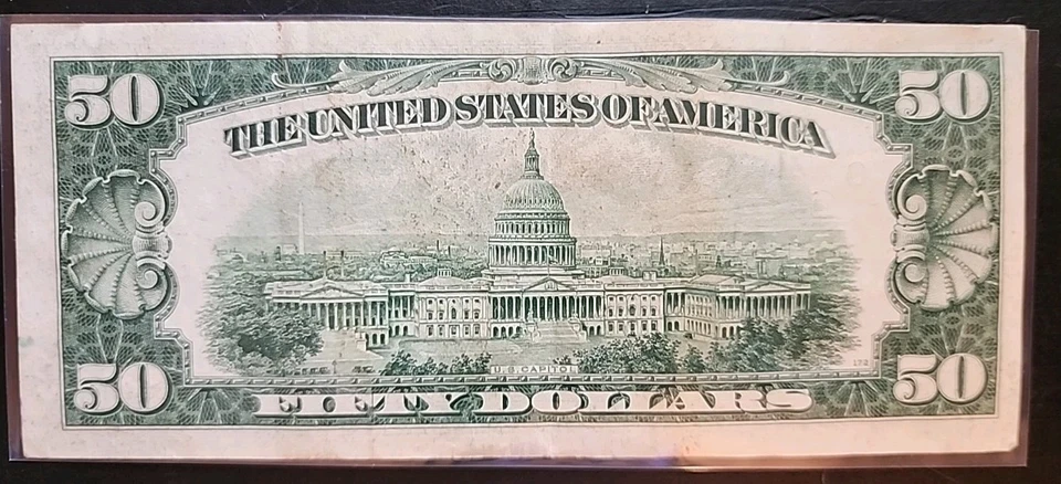 Series 1950-C 50 Dollar Bill Federal Reserve Note Circulated - Image 2 of 3