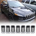 Chrome Black Honeycomb Mesh Grill Inserts Trim Cover for Jeep Cherokee 2014-2018 (For: Jeep Cherokee)